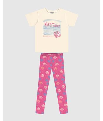 Conjunto Infantil Menina Blusa E Calça Legging Em Algodão Malwee Kids