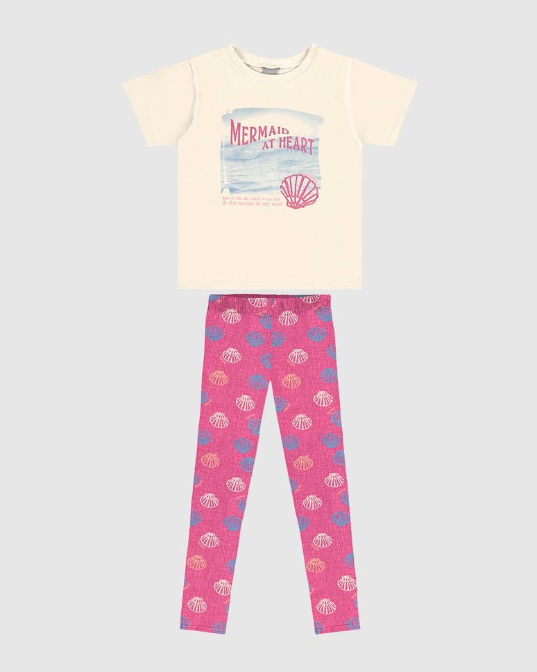 Conjunto Infantil Menina Blusa E Calça Legging Em Algodão Malwee Kids