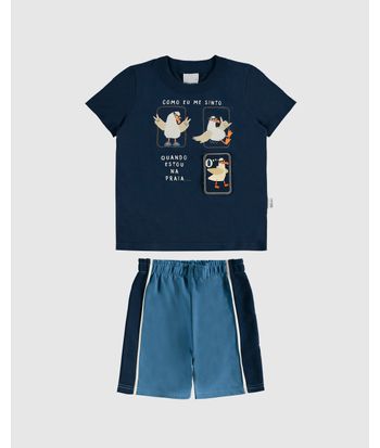 Conjunto Infantil Menino Camiseta Com Aplique Interativo Malwee Kids