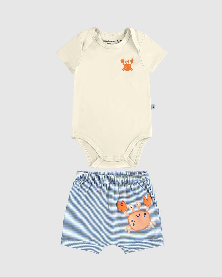 Conjunto Infantil Menino Estampa Caranguejo Em Algodão Malwee Kids