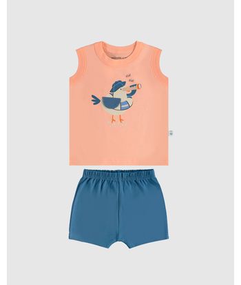 Conjunto Infantil Menino Regata E Bermuda Saruel Em Algodão Malwee Kids