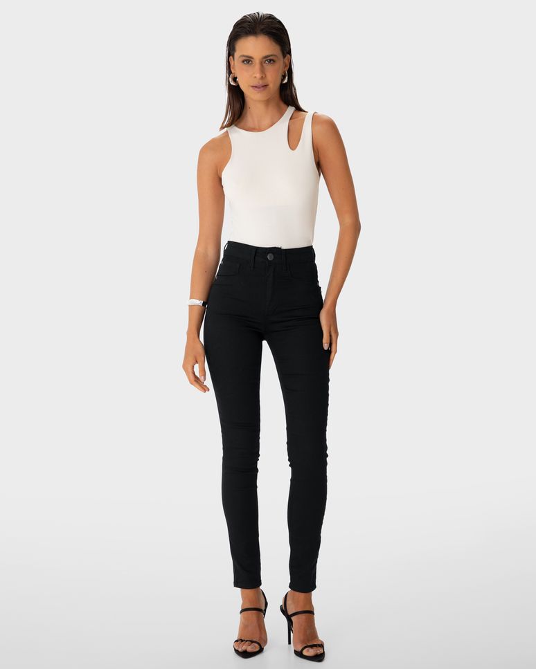 Calça Feminina Super Skinny Cintura Alta Em Sarja Stretch - ENFIM