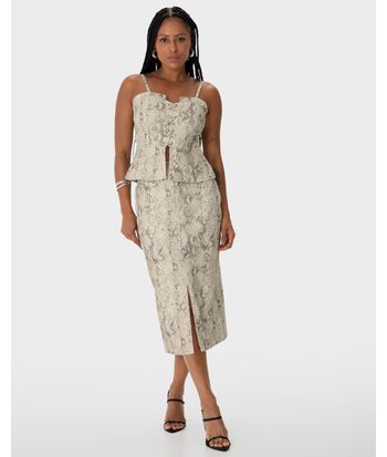 Blusa Feminina Peplum Amarração Snake Print Em Sarja - ENFIM