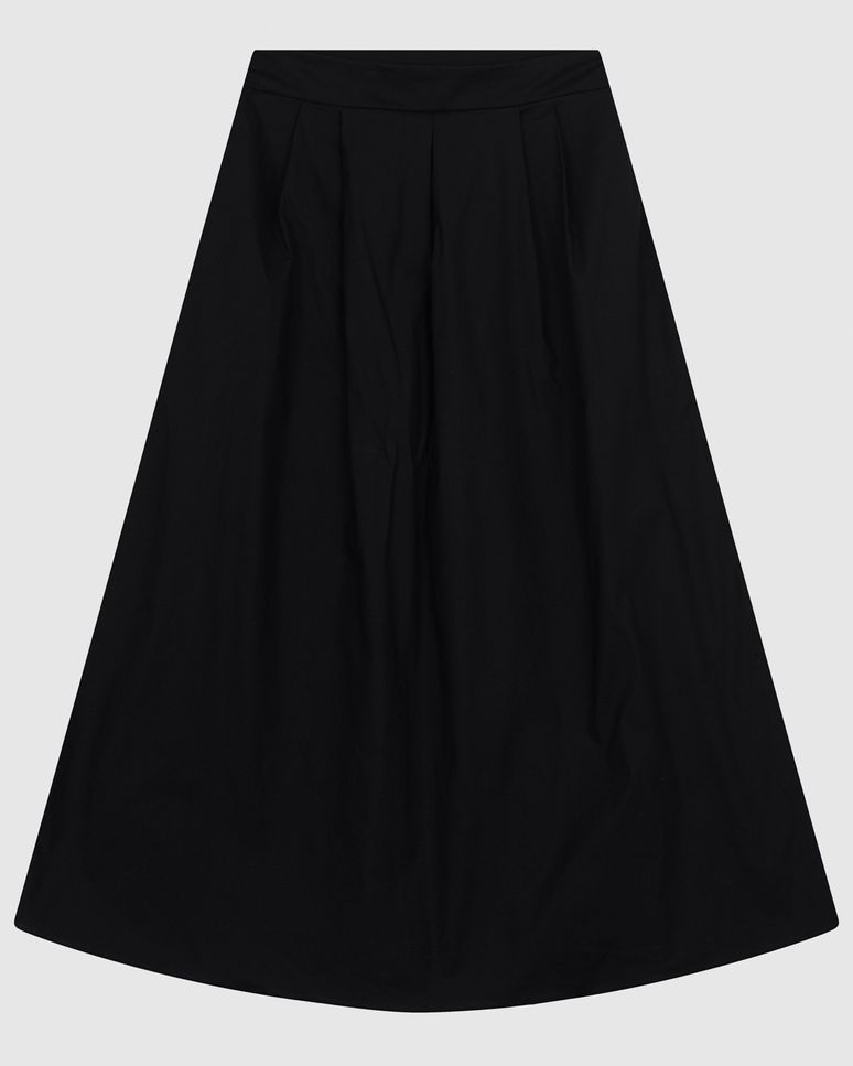 Saia Midi Feminina Pregas Bolso Funcional Em Algodão Stretch - ENFIM