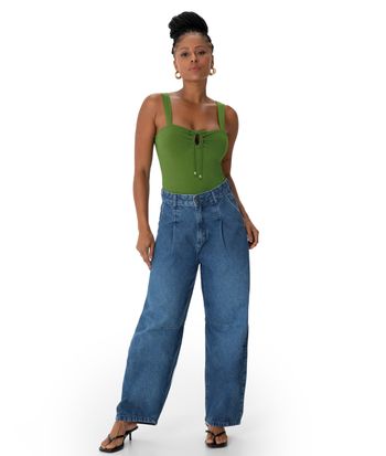 Regata Justa Feminina Decote Detalhe Ponteira Em Viscose Stretch - ENFIM