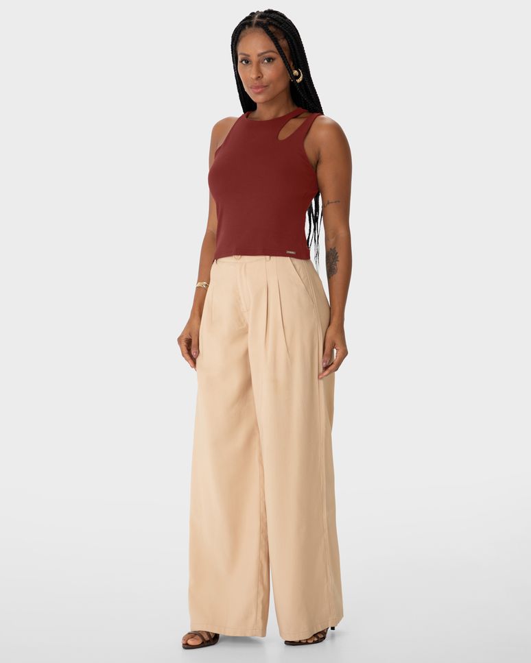 Regata Justa Feminina Recorte Cut Out Ombro Em Viscose Stretch - ENFIM