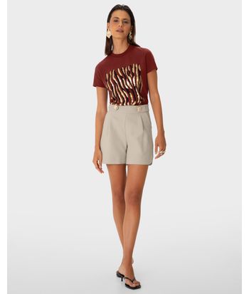 T-Shirt Feminina Slim Estampa Foil Animal Print Em Algodão - ENFIM