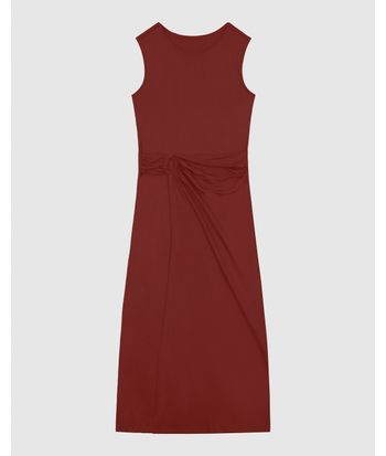 Vestido Midi Feminino Saia Sobreposta Transpassada Em Viscose Stretch - ENFIM