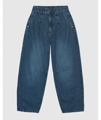 Calça Feminina Barrel Cintura Média Em Jeans 100% Algodão - ENFIM