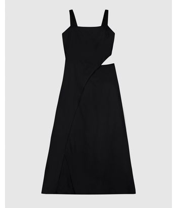 Vestido Midi Feminino Evasê Detalhe Cut Out Em Crepe De Viscose - ENFIM