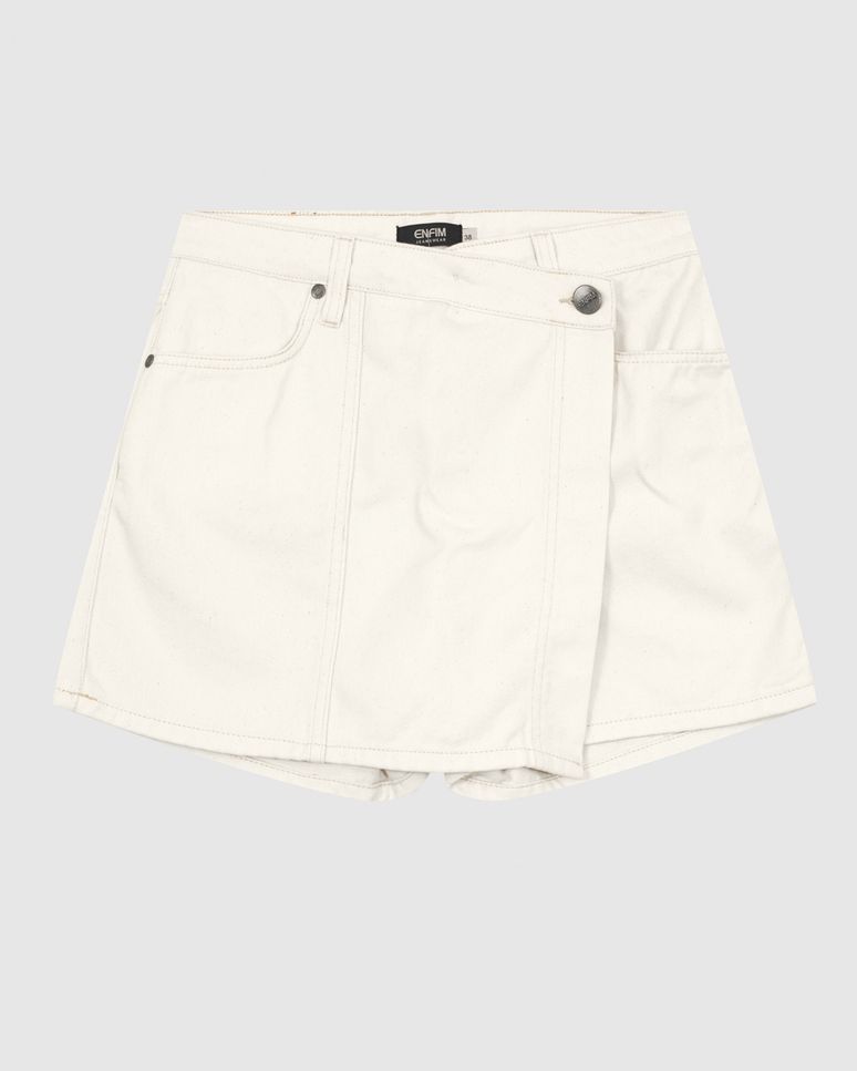 Shorts Saia Feminino Evasê Cintura Média Em Sarja - ENFIM