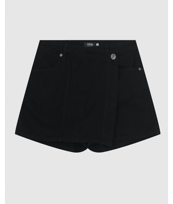 Shorts Saia Feminino Evasê Cintura Média Em Sarja - ENFIM