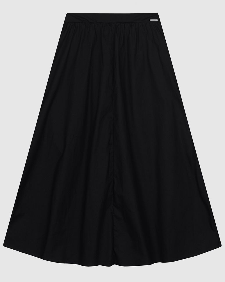 Saia Midi Feminina Pregas Bolso Funcional Em Algodão Stretch - ENFIM