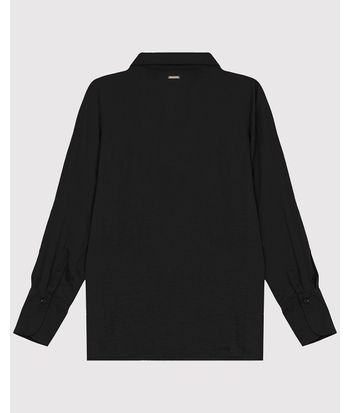 Camisa Ampla Feminina Manga Longa Abotoamento Frontal Em Cetim - ENFIM