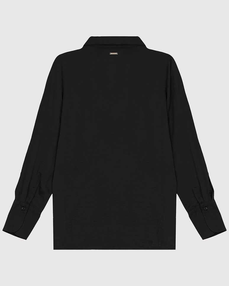 Camisa Ampla Feminina Manga Longa Abotoamento Frontal Em Cetim - ENFIM