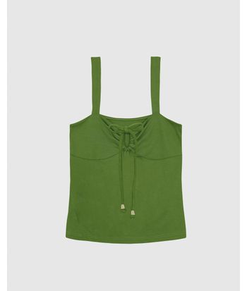 Regata Justa Feminina Decote Detalhe Ponteira Em Viscose Stretch - ENFIM