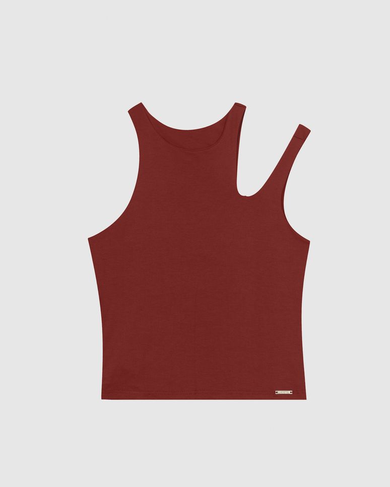 Regata Justa Feminina Recorte Cut Out Ombro Em Viscose Stretch - ENFIM