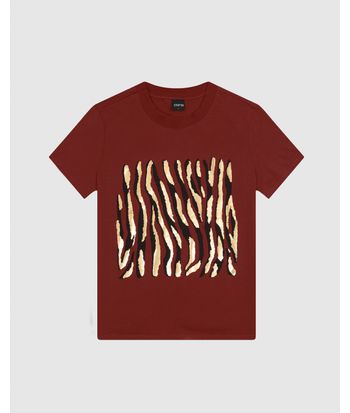 T-Shirt Feminina Slim Estampa Foil Animal Print Em Algodão - ENFIM