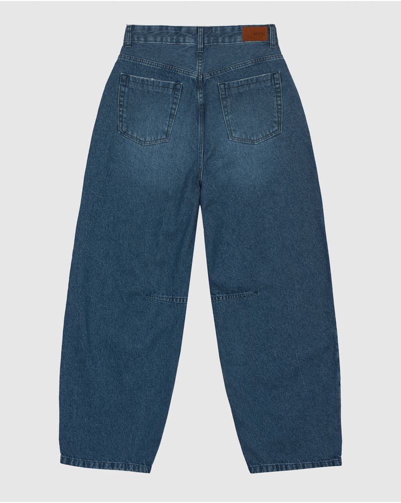 Calça Feminina Barrel Cintura Média Em Jeans 100% Algodão - ENFIM