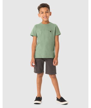 Camiseta Menino Botão No Peitoral Em Algodão Carinhoso