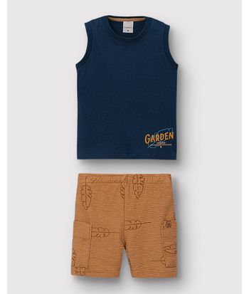 Conjunto Menino Regata Garden Estampa HD Em Algodão - Carinhoso