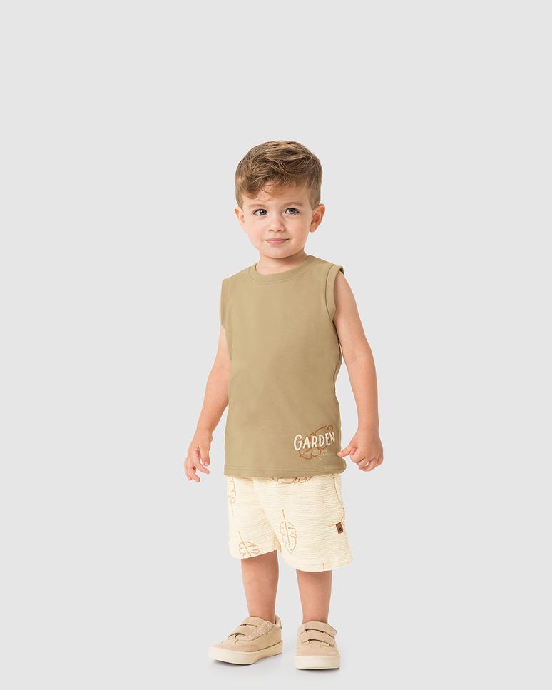 Conjunto Menino Regata Garden Estampa HD Em Algodão - Carinhoso