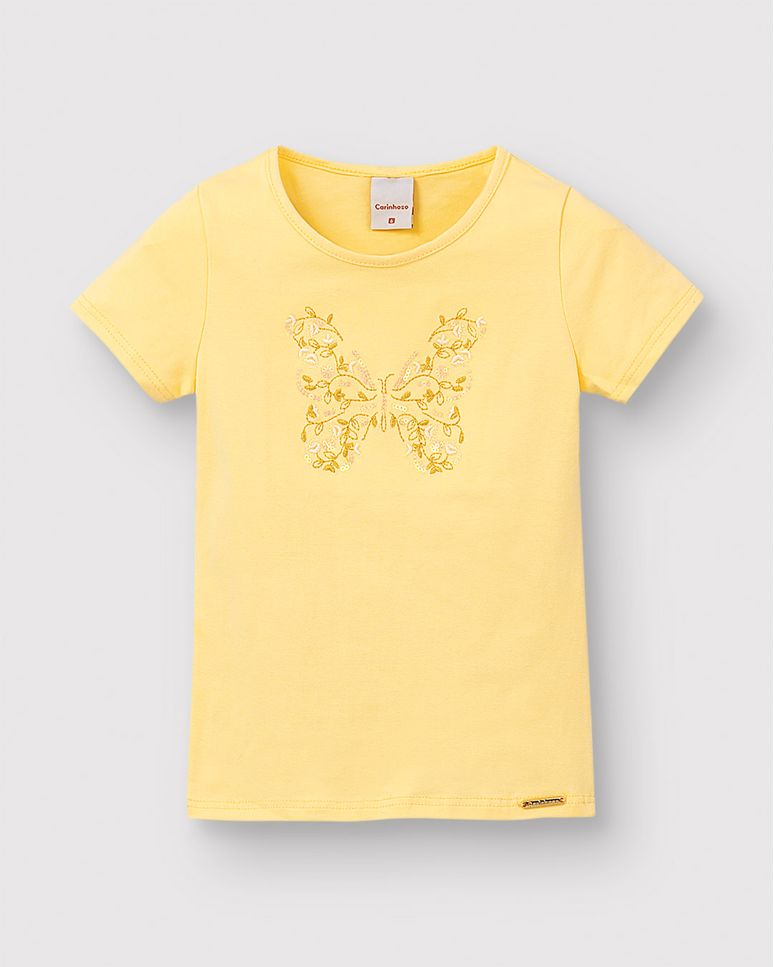 Blusa Menina Bordado Com Lantejoulas Em Algodão - Carinhoso