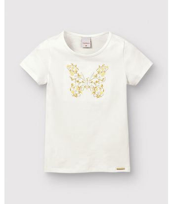 Blusa Menina Bordado Com Lantejoulas Em Algodão - Carinhoso
