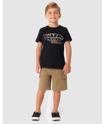 Camiseta Menino Estampa Com Bordado Em Malha Texturizada - Carinhoso