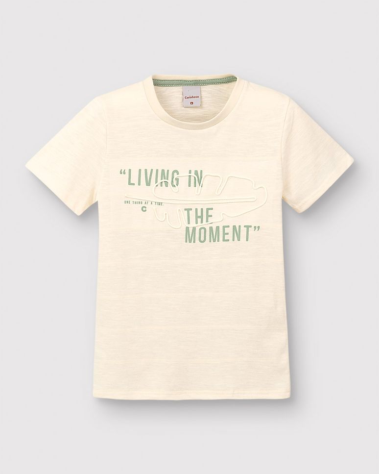 Camiseta Menino Estampa Com Bordado Em Malha Texturizada - Carinhoso