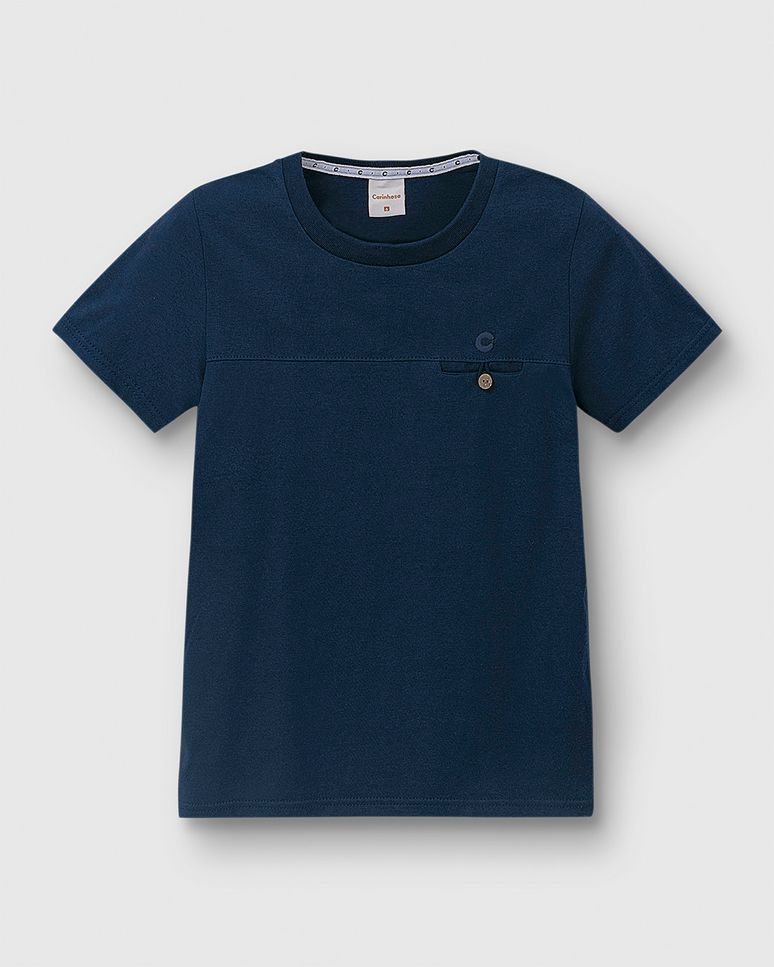 Camiseta Menino Botão No Peitoral Em Algodão Carinhoso