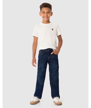 Calça Menino Baggy Cós Ajustável Em Jeans Com Elastano - Carinhoso