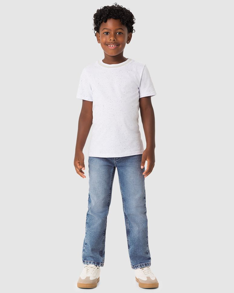 Calça Menino Reta Bolso Funcional Em Jeans Com Elastano - Carinhoso