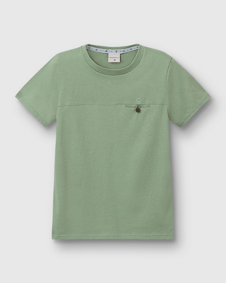 Camiseta Menino Botão No Peitoral Em Algodão Carinhoso