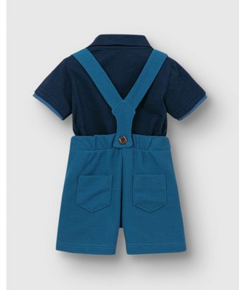 Conjunto Bebê Menino Camisa Polo E Bermuda Com Suspensório - Carinhoso