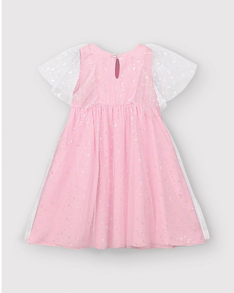 Vestido Menina Amplo Em Viscose E Tule - Carinhoso