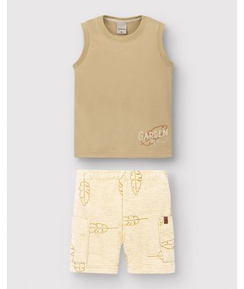 Conjunto Menino Regata Garden Estampa HD Em Algodão - Carinhoso