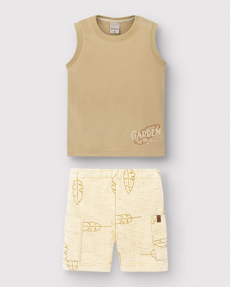 Conjunto Menino Regata Garden Estampa HD Em Algodão - Carinhoso