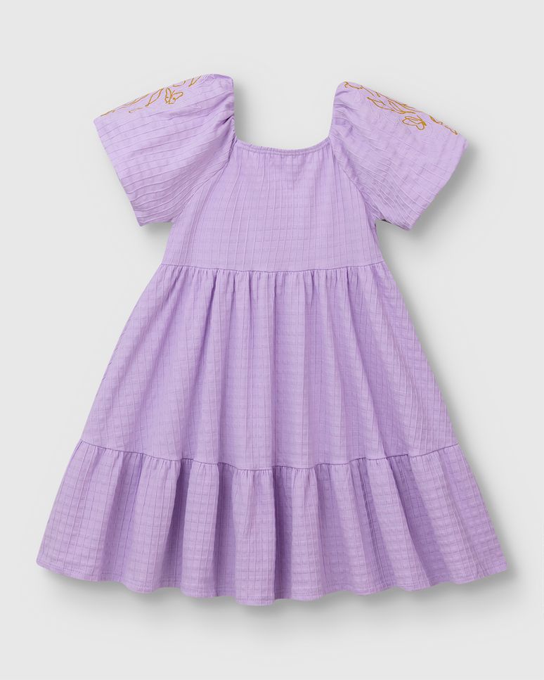 Vestido Menina Estampa Metalizada Na Manga Em Malha Texturizada - Carinhoso