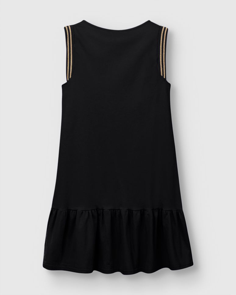 Vestido Menina Amplo Detalhe Retilínea Lurex Em Algodão - Carinhoso