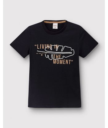 Camiseta Menino Estampa Com Bordado Em Malha Texturizada - Carinhoso