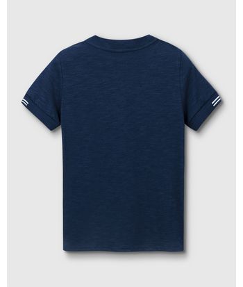 Camiseta Menino Bordado Peitoral Em Malha Rajada - Carinhoso