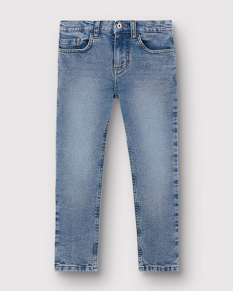 Calça Menino Reta Bolso Funcional Em Jeans Com Elastano - Carinhoso