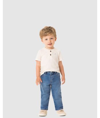 Calça Unissex Relaxed Fit Em Jeans Com Elastano - Carinhoso