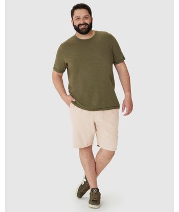 Bermuda Masculina Plus Size Chino Cadarço Funcional Em Linho