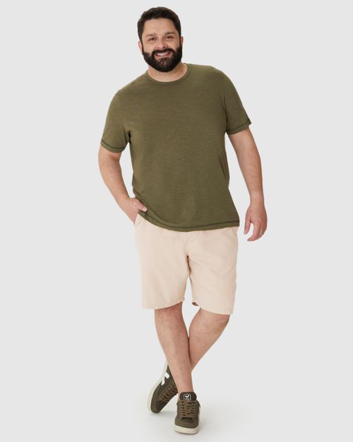 Bermuda Masculina Plus Size Chino Cadarço Funcional Em Linho