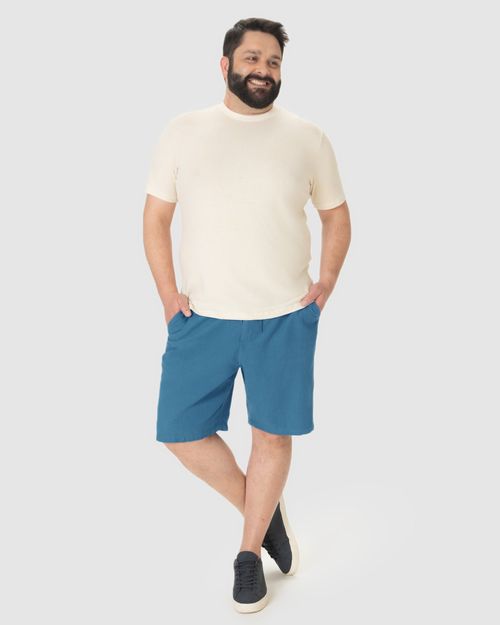 Bermuda Masculina Plus Size Chino Cadarço Funcional Em Linho