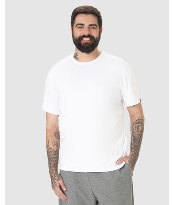 Camiseta Movimento Masculina Plus Size Decote Redondo Em Malha Anti Odor