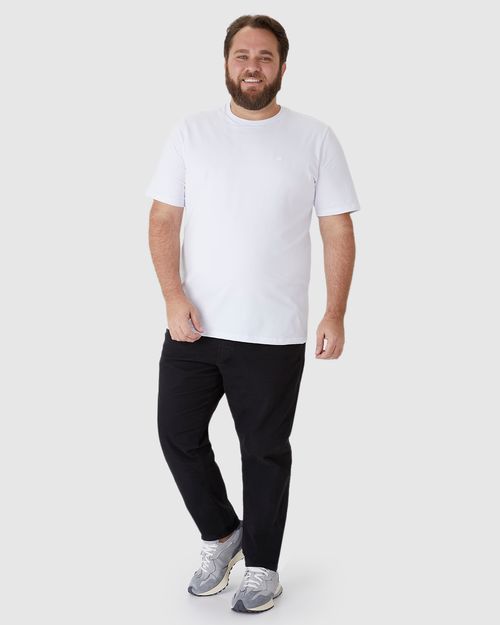 Calça Masculina Plus Size Chino Cós Elástico Em Sarja Com Elastano