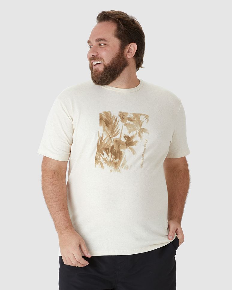Camiseta Masculina Plus Size Keep Things Simple Em Malha Linho